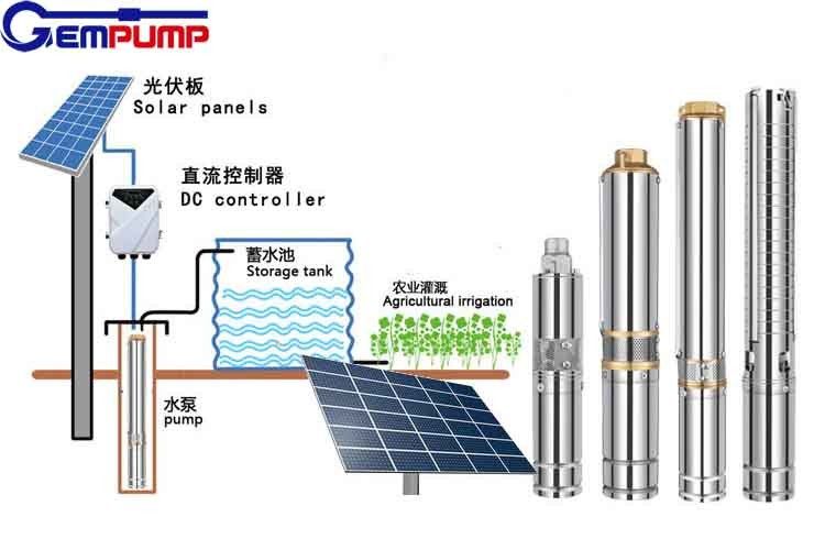 ISO9001 230 Feet Solar Borehole Pumps Solar Panel Pump Kit