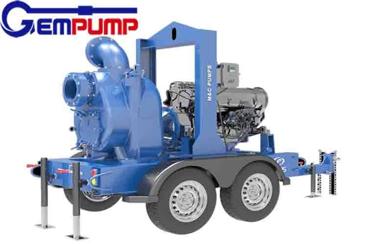 Diesel Engine 1HP 2HP Self Priming Water Pump With Wheels Trailer